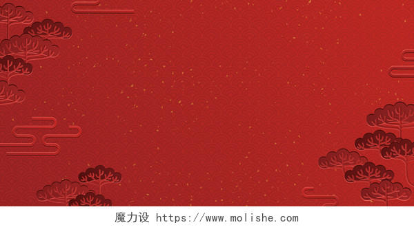 红色鱼鳞纹新年春节节日背景